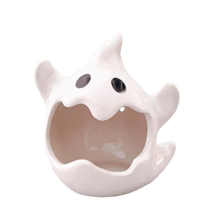 Hochtemperatur Weißes Porzellan Wohnzimmer Aromatherapie Kerzenständer, Lustiger Halloween Cartoon Kürbis Geist Aschenbecher Dekoration