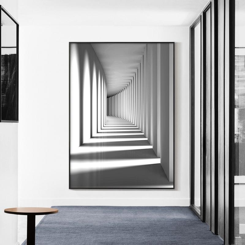 

Расширение пространства, украшение для крыльца, картина на холсте, современная абстрактная живопись, роскошный стиль, черно-белый декор коридора 60X80cm Unframed