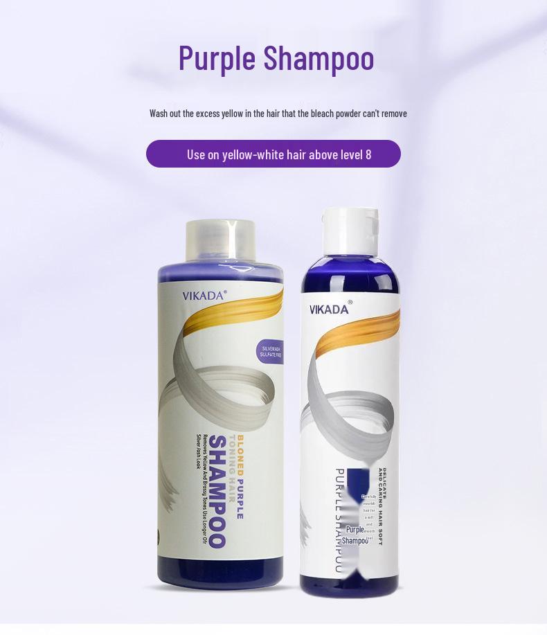Purple Shampoo for Ash-Blonde Hair Care After Bleaching to White Gold