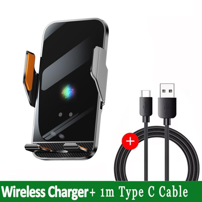 Încărcător wireless auto, suport pentru telefon, suport pentru iPhone 15, 14, 13, Samsung, Xiaomi, încărcare rapidă cu inducție infraroșie, 15W