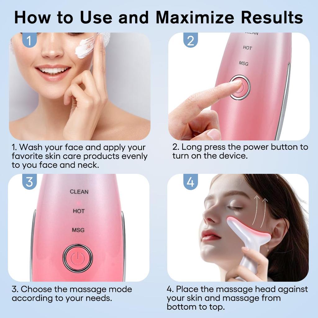 LATME facial massager, neck facial massage tool, 3 modes of heating massage