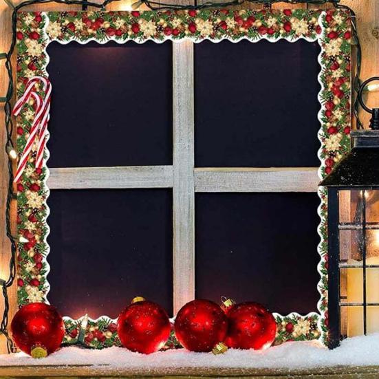 Weihnachts-Pinnwand-Bordüre Aufkleber Weihnachtsblumen-Zierbordüre Selbstklebende Etikettenaufkleber