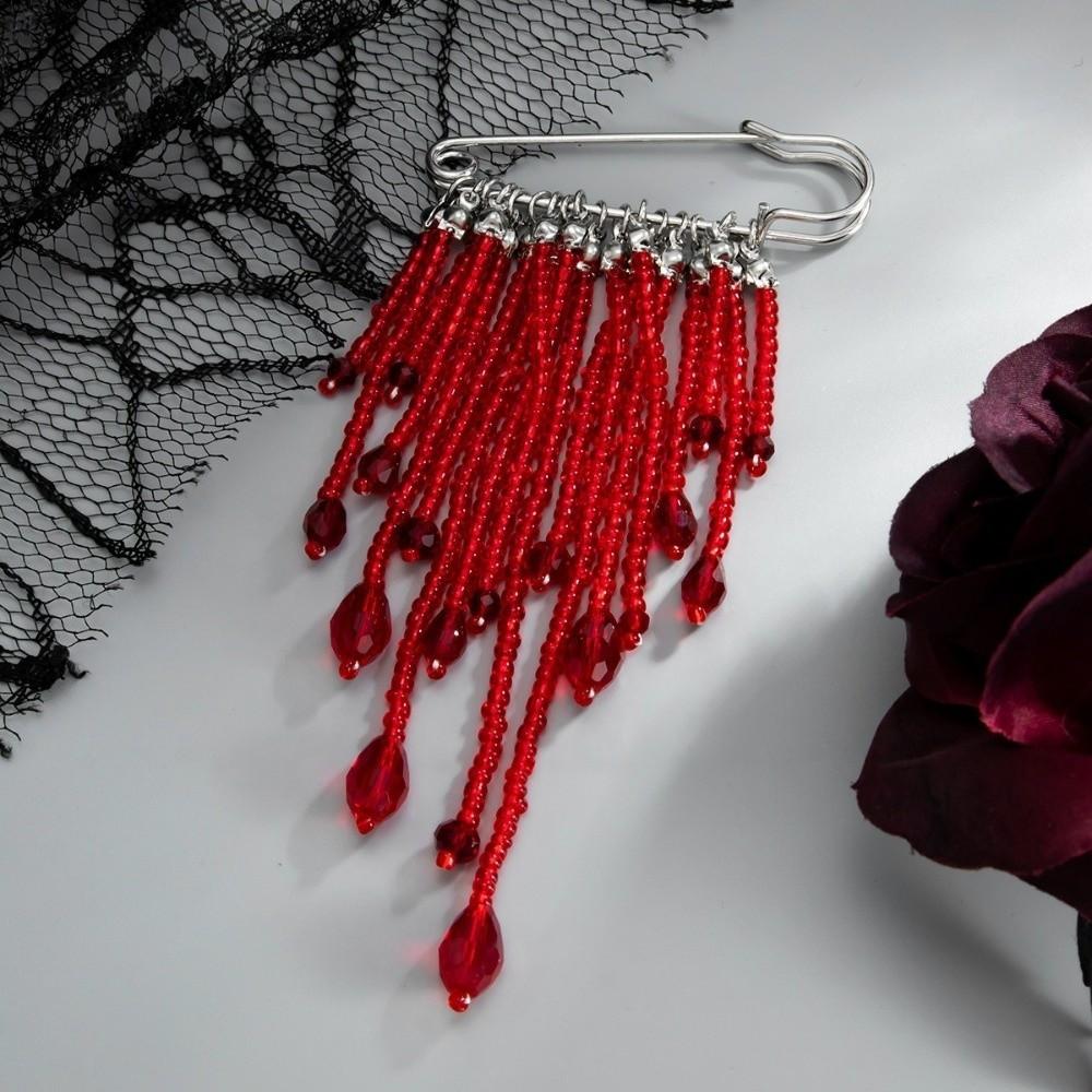Red Crystal Clasp Badge Safety Clasp Lapel Pin Fashion Brooch Pin  Party Match