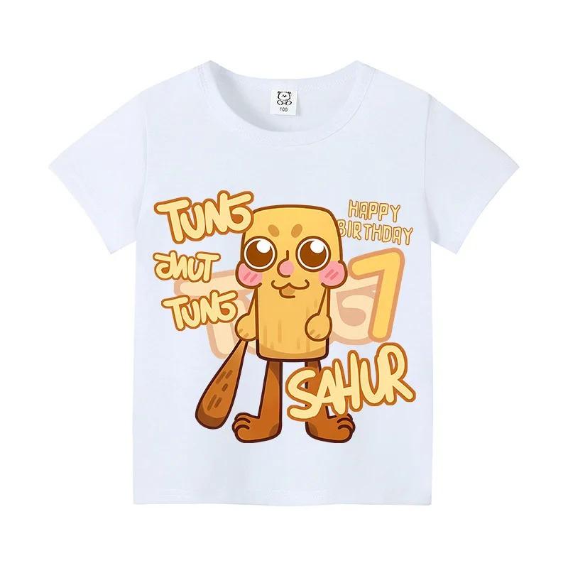 

Итальянская Baby Tee Мозговая гниль Летняя Футболка на День Рождения С коротким Рукавом Повседневная Цифровая Детская Tralalero Tralalas Цифра Хлопок Аниме Топы 110