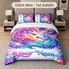 Unicorn Theme Custom Text Or Name 3Pcs Bedding Set 1 Flat Sheet & 2 Pillowcases Personalized Home Bedding