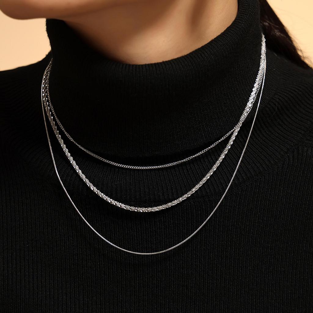 Europäisch-Amerikanische Kubanische Titan Mehrlagige Halskette: Hip-Hop Stil Choker für Frauen