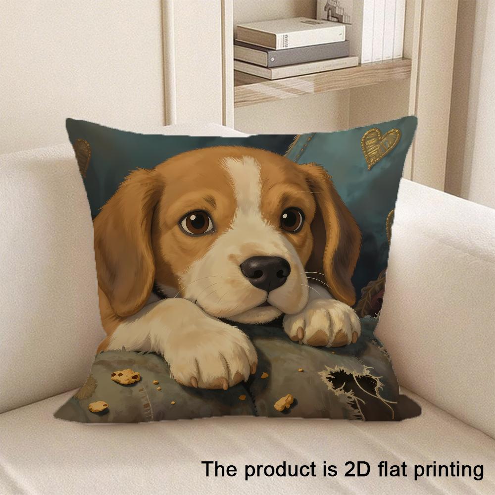 1pc Cute Pet Pattern 2D Flat Printing Pillowcases Sofa cushion cover home bedroom room decoration