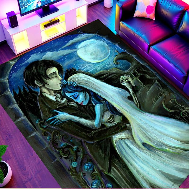 Corpse Bride Print Rug, Washable Floor Carpet, For Entryway Dorm Laundry Room Office Study, Home Decor Birthday Christmas Gift