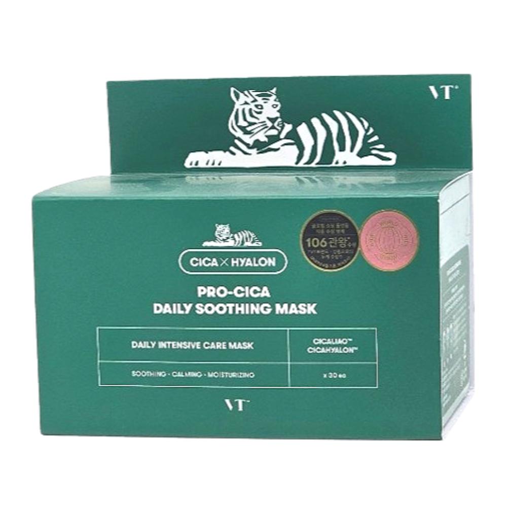 VT Pro Cica Daily Soothing Mask 30 Sheets – Korean Sheet Mask for Sensitive Skin with Centella Asiatica, Daily Hydration & Redness Relief