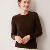Autumn/Winter Women's Striped 100% Cashmere Round Neck Slim Knit Sweater