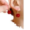 2024 French Minimalist Red Pearl Earrings: Elegant Retro High-End Ear Hooks for a Festive New Year