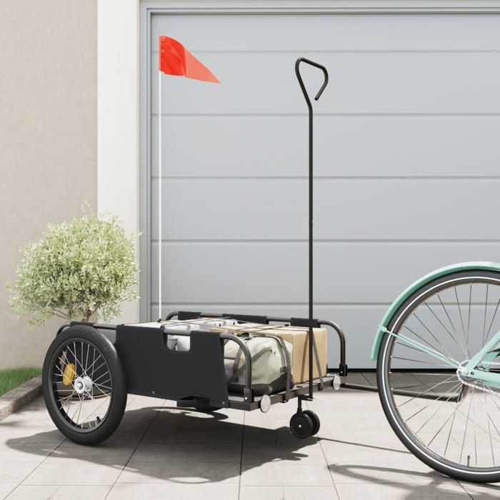 VidaXL Remorque de vélo noir tissu oxford et fer 94199
