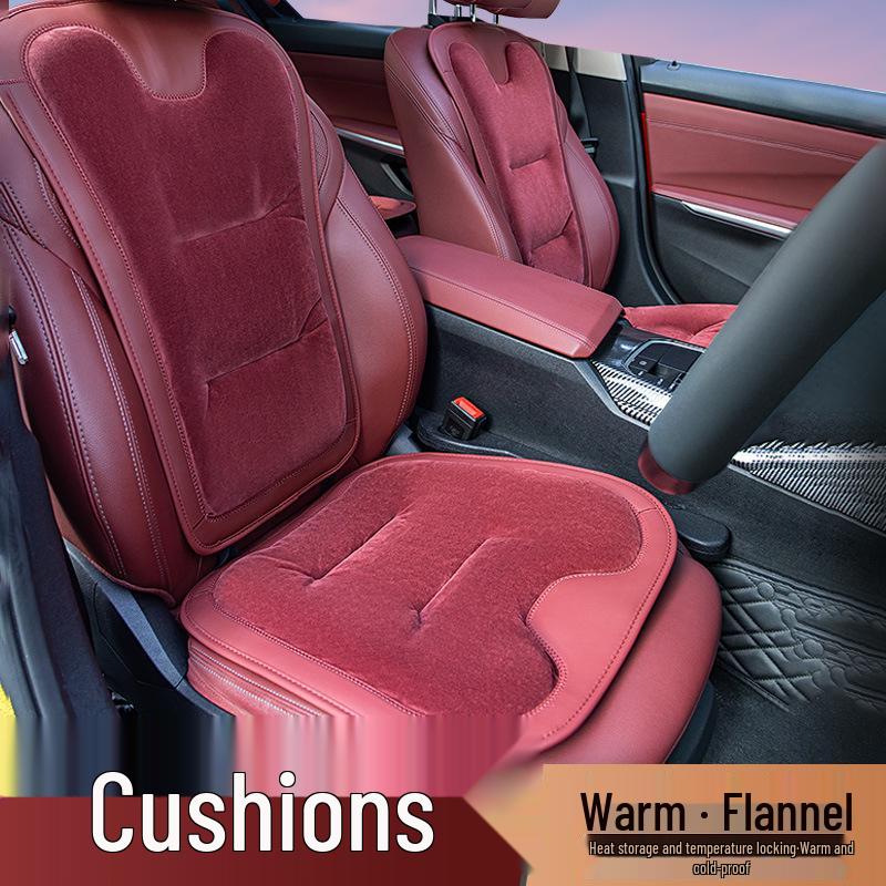 Universal Thickened Flannel Car Seat Cushion Set for All Seasons (3-Piece)