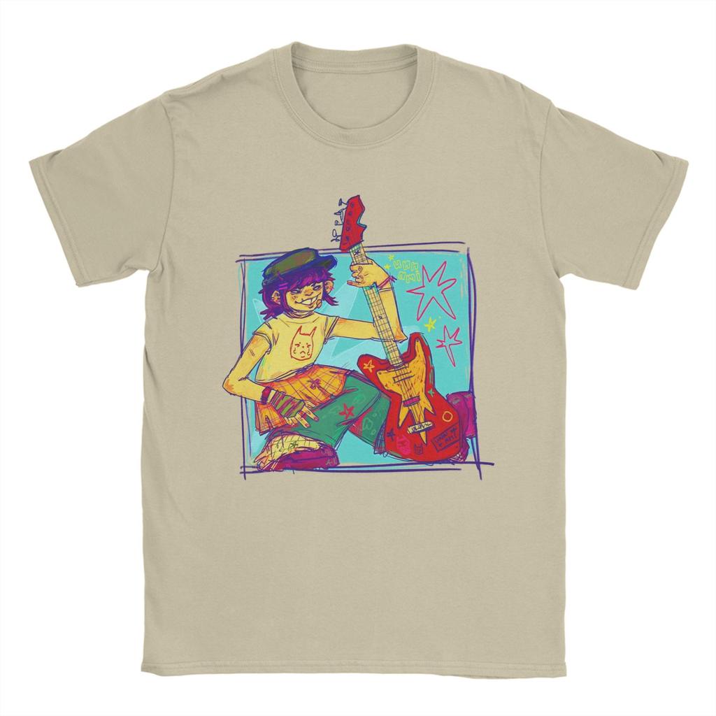 Leisure Noodle Gorillaz T-Shirt Men Round Neck 100% Cotton T Shirts  Short Sleeve Tees Plus Size Tops