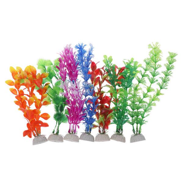 Buy 7Pcs Fish Tank Decoration Lifelike Artificial Realistic Plastic Plants Aquarium Ornaments