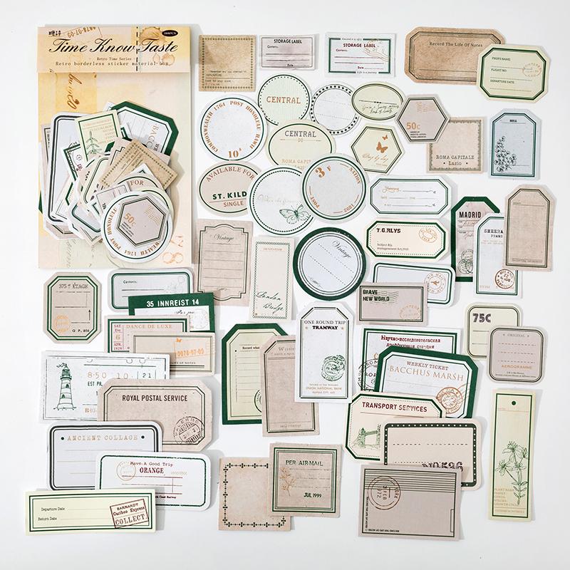 50 Stück/Packung Vintage Etiketten Aufkleber beschreibbar Dekoratives Tagebuch Album Klebend DIY Aufkleber für Scrapbooking Junk Journal Zubehör