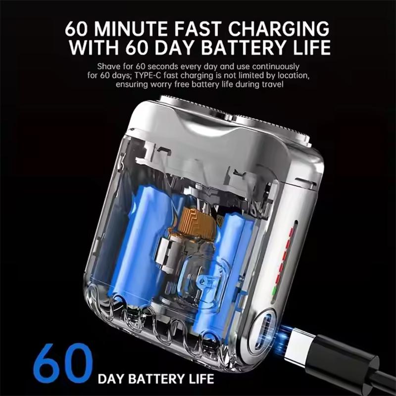 Kit de barbear elétrico mini USB - máquina de barbear portátil à prova d'água para homens - lâmina dupla para uso no rosto