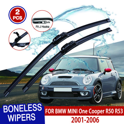 Für BMW MINI One Cooper R50 R53 2001-2006 Auto Scheibenwischer U-Typ Weichgummi Rahmenlos Bügellos Auto Wischer 19"+18"