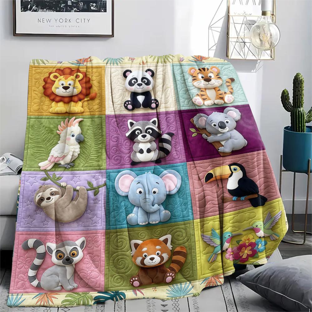 Fabric animal spaceship Print Flannel Blanket High quality Comfortable for All Seasons Home Decor Warmth and Comfort Perfect for Christmas Gifts