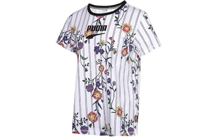 PUMA T Shirts Women s White Crew Neck Moderate Straight Fit 597470-02 S