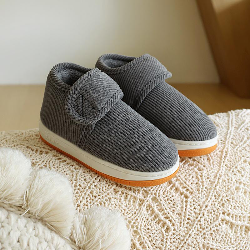 Winter children's cotton slippers bag heel thick-soled non-slip Velcro cotton shoes middle children older children student shoes indoor and outdoor co