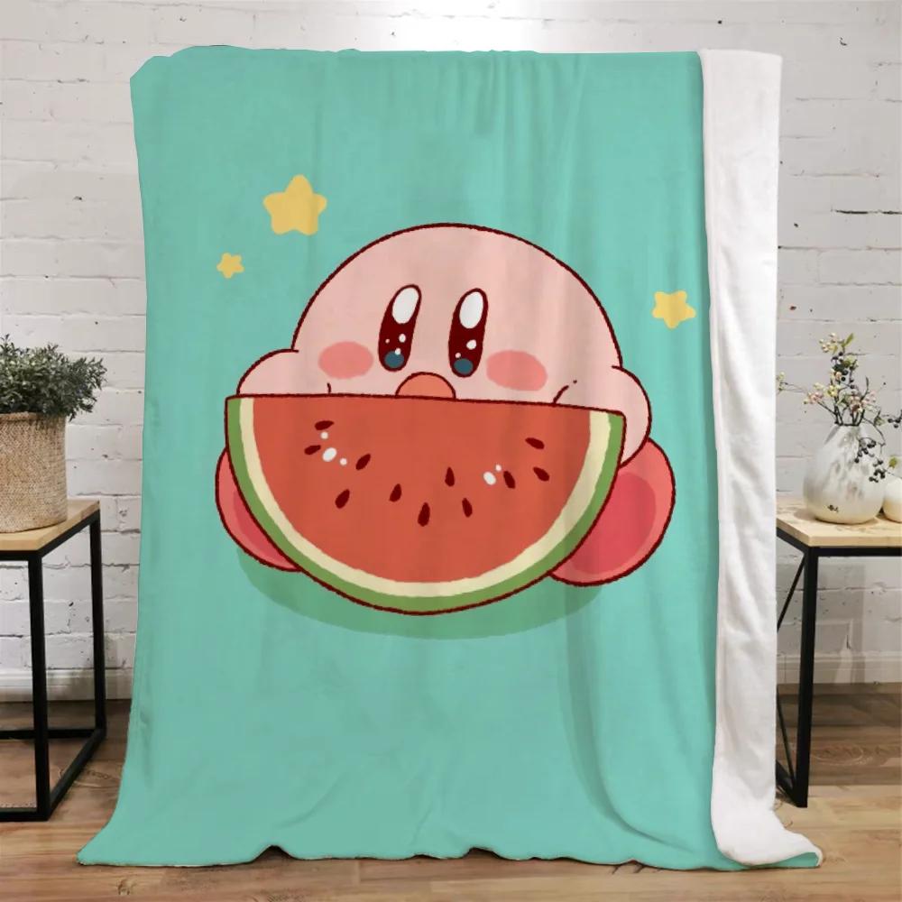 Kawaii Cartoon Kirbys Designer Throw Blanket Fluffy Custom Blankets Characters Home and Decoration Luxury Bedding Knitted Plaid