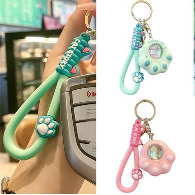 Portable Keychain With Sunset Light Effect Cute Cat Paw Designs For Backpacks And Keyrings Keyring Accessory