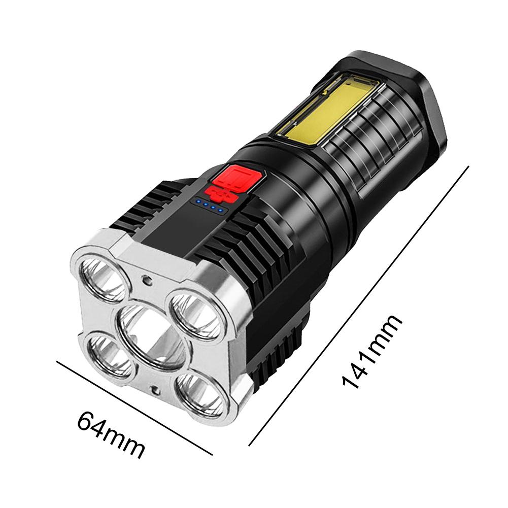 500LM Portable Flashlight USB Rechargeable Power Display Torch Emergency Lantern