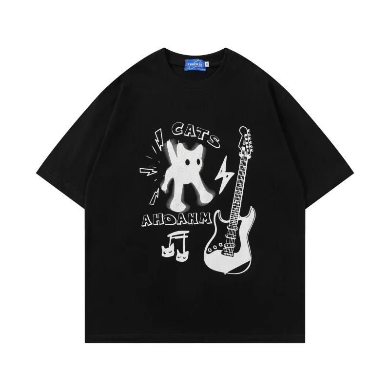 Funny Kitten Puppy Cartoon Women T-shirt Top Harajuku Streetwear Y2k Fashion Kawaii Clothes Cute Graphic Printed Unisex T Shirt