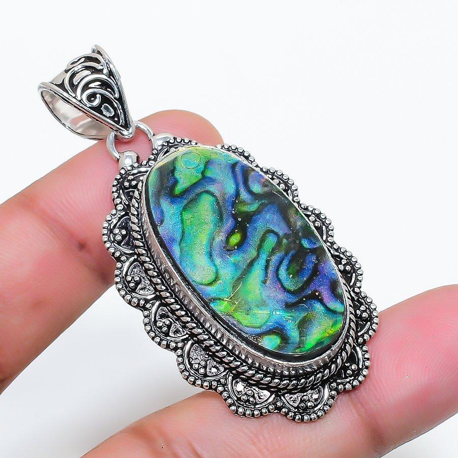 Natural Abalone Shell Gemastone 925 Sterling Silver Jewelry Pendant 2.17 AP-14409