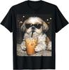 Funny Shih Tzu Drinking Iced Coffee Dog Meme T-Shirt