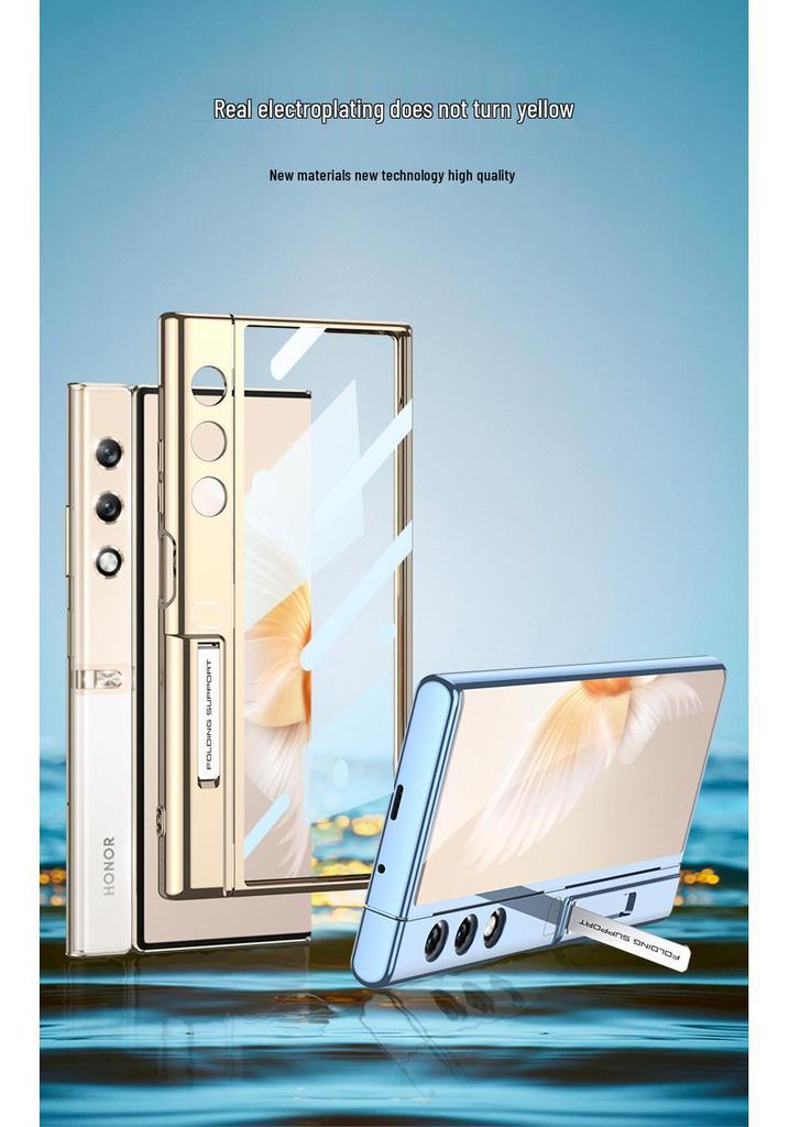 Honor V Purse Foldable Phone Case: Transparent TPU Silicone, Stand Feature, Anti-fall Protection.