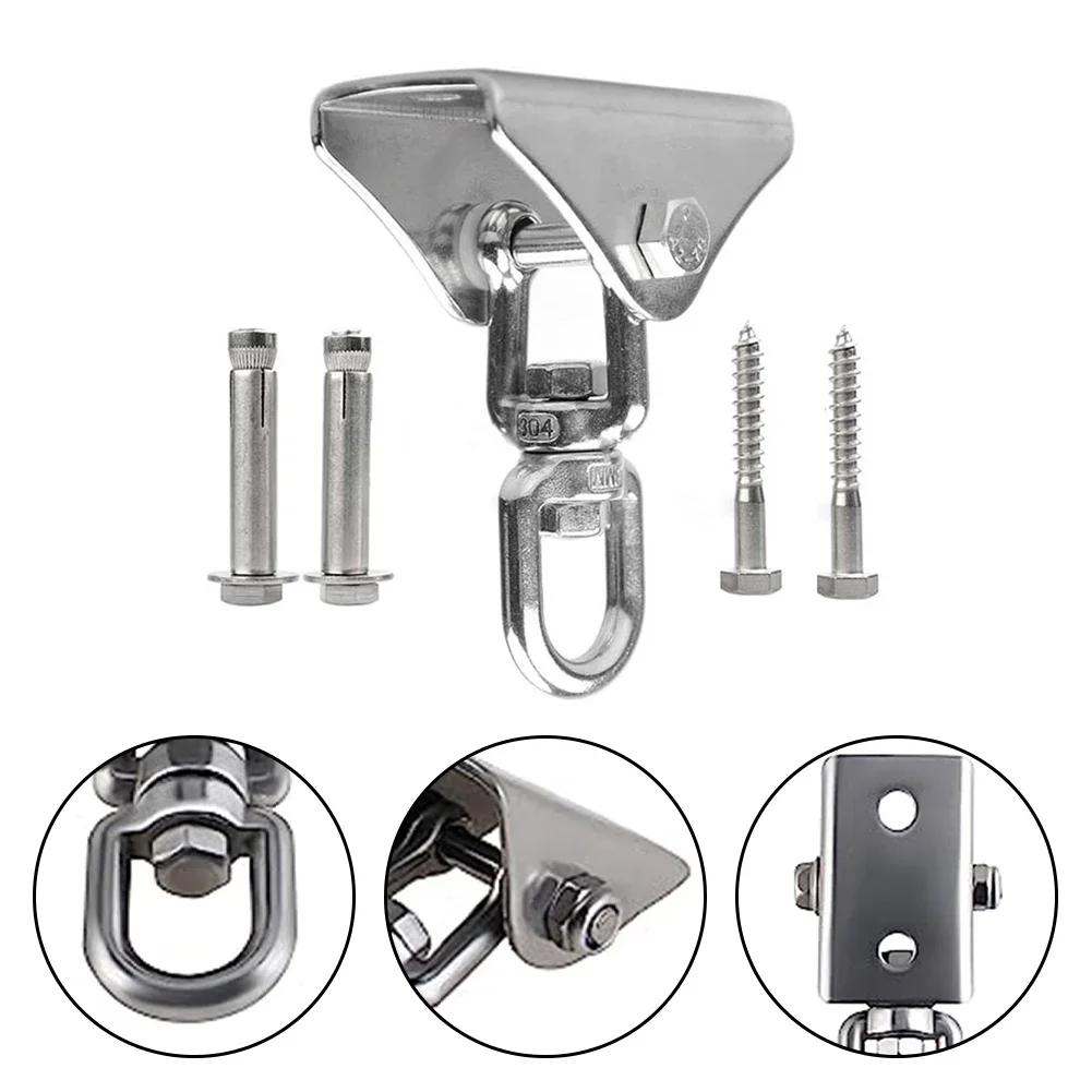 1set Ceiling Hook Set Swing Hook Stainless Steel Rotating Hook Hanging Chair Hanging Bed Fixed Plate Swing Accessories