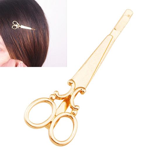 Barrette à cheveux ciseaux créatifs tendance pour femmes couleur dorée accessoire pour cheveux épingle à cheveux