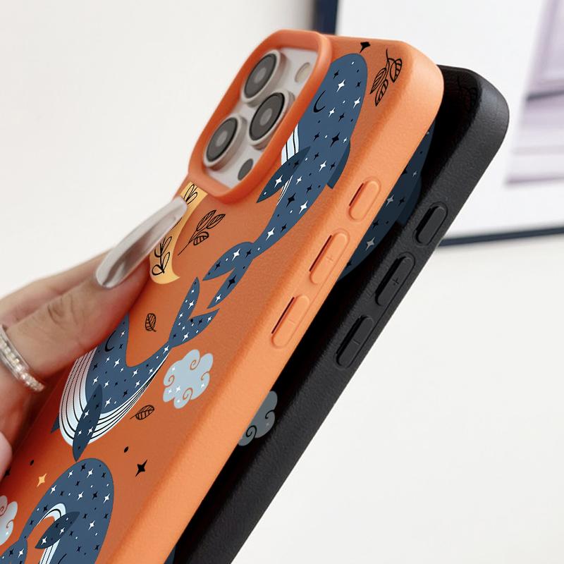 Měkký kryt s motivem velryby pro iPhone Air 17 16 Pro Max 15 14 13 12 Pro Max 11 16e nárazuvzdorný silikonový kožený texturovaný kryt