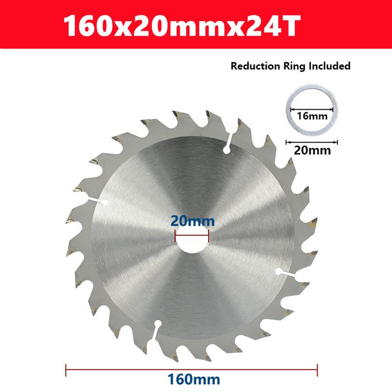 TCT 160mm carbide woodworking saw blade 16T/24T/30T/48/60/80T, suitable for multifunctional power tools, wood cutting discs