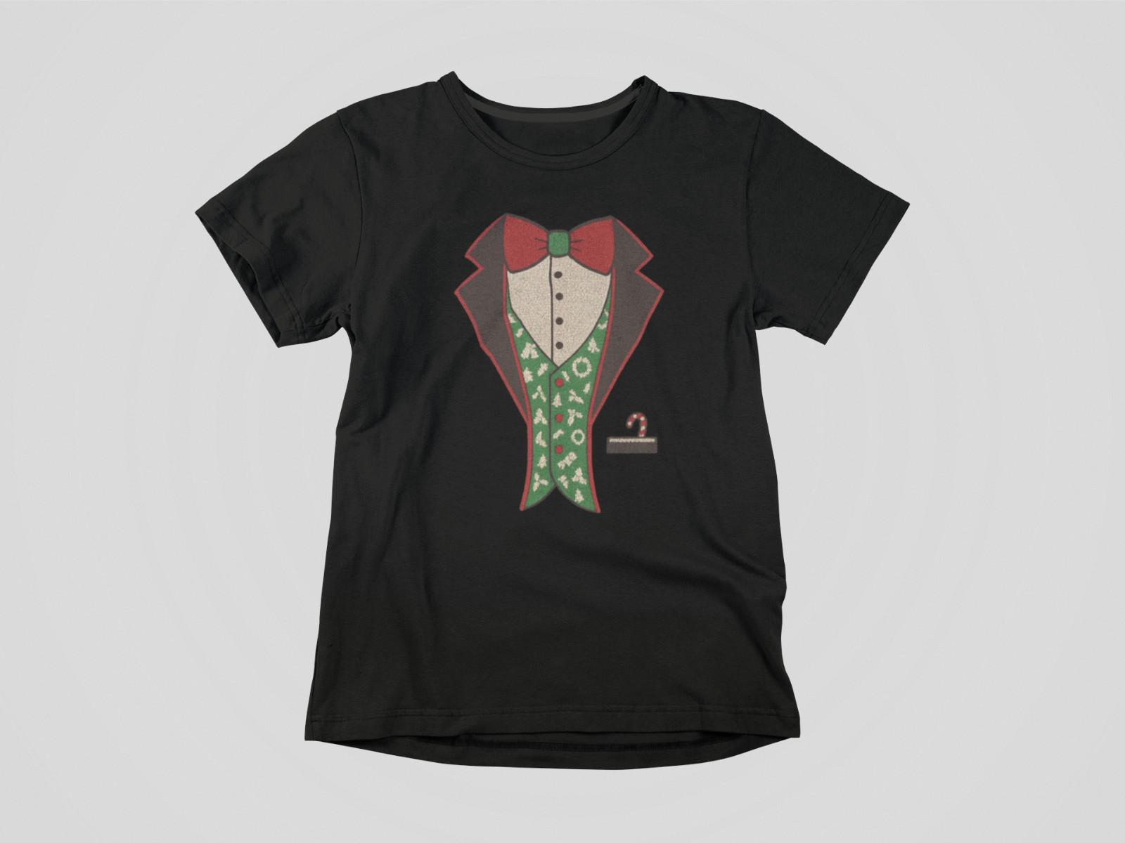 Ugly Christmas Tuxedo Shirt Knit Style Funny Holiday Costume Tee Unisex XXL
