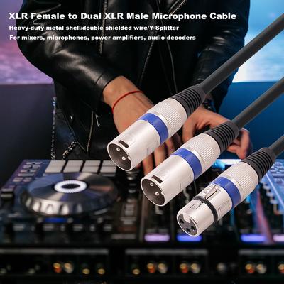 XLR Splitter 3 Pin XLR Female To Dual XLR Male Y Splitter Balanced Mic Cable 3FT 50CM Instruments Microphones Cables Signal