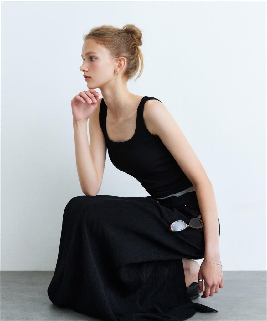 MIXXO Crinkle Back Elastic Maxi Long Skirt_Miwwhg81Aa