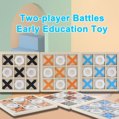 Wooden XO Board Game Two-Player Battle Toddlers Logical Thinking Training Kids Early Educational Desktop Toy Birthday Gift