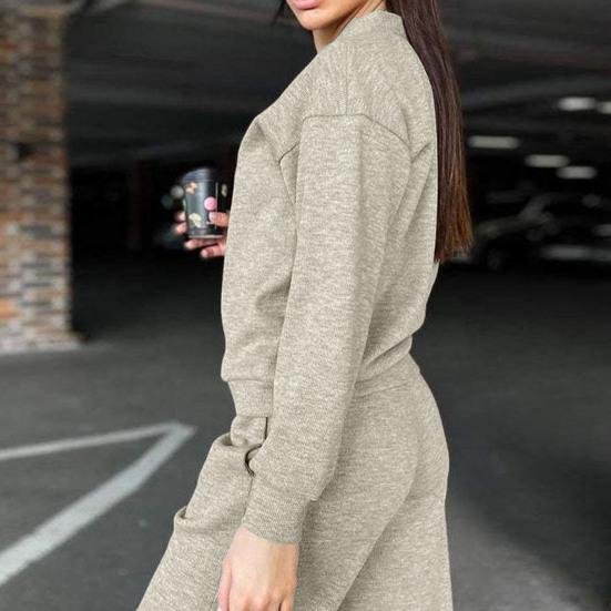 2 Stück/Set Damen Hemd Hosen Set V-Ausschnitt Einreihig Langärmlig Gestrickt