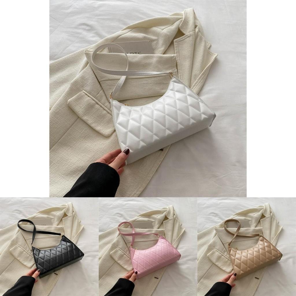 Trendy Stylish Retro Single Shoulder Bag Perfect For Spring Casual Outfits In Black Pink Khaki White And Purple