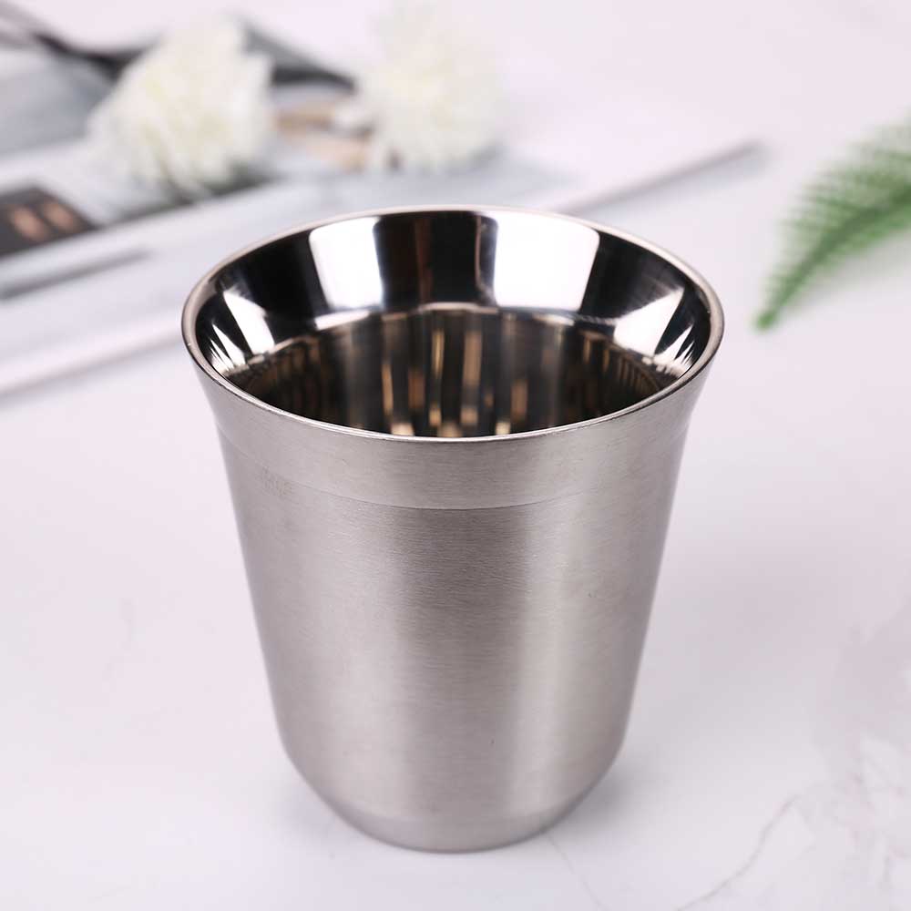 

160 мл 304 кружки для эспрессо из нержавеющей стали для кофе, молока, воды, напитков, завтраков, чашки с изолированными двойными стенками, безопасная текстура 160ml