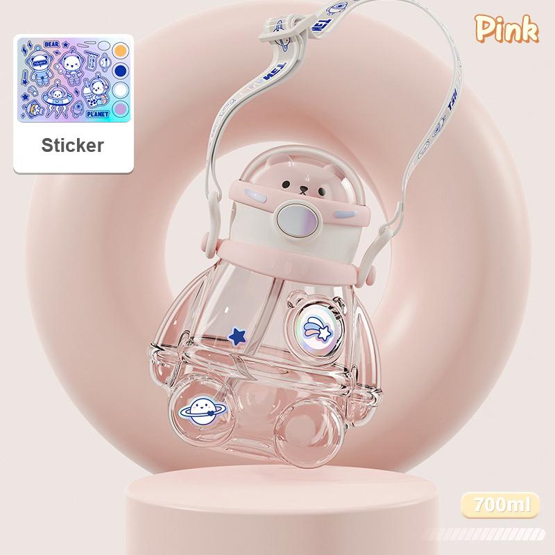 

700 мл Милые детские бутылки для воды с трубочкой для девочек Детские Большой емкости Каваи Мультяшные Студенческие Школьные Дорожные Чашки для воды розовый