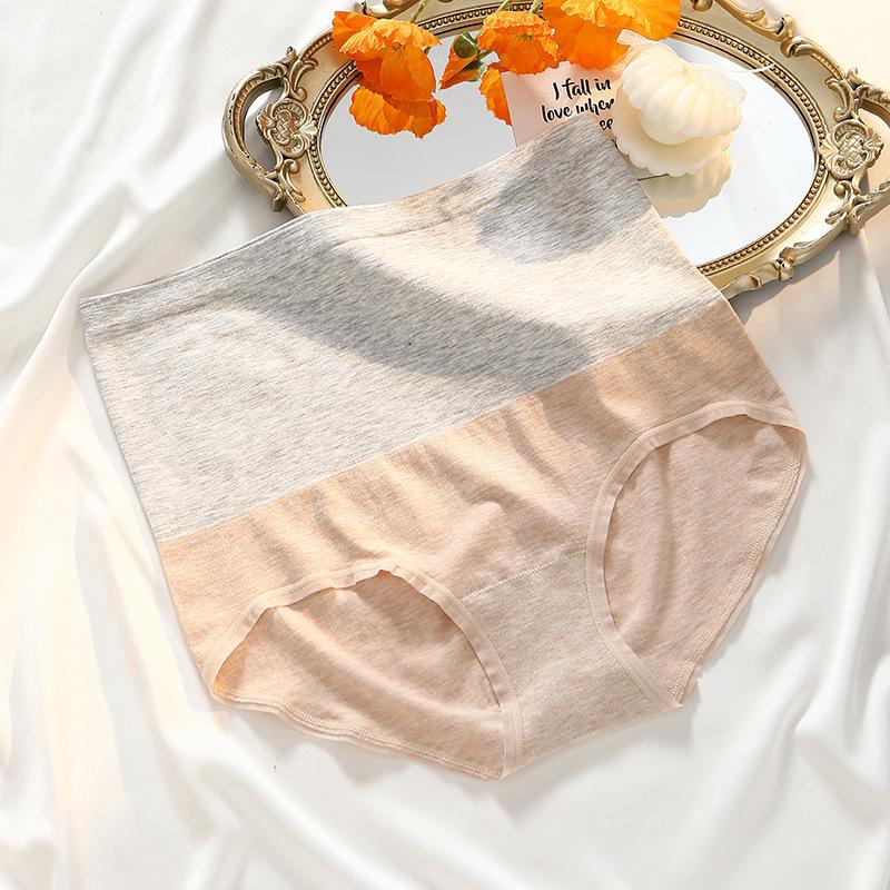 Big Size Female Spring and Autumn Color Cotton Loose High Waist Triangle Briefs