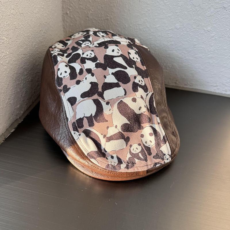 

Fashion Cartoon Panda Pattern Neutral Casual Beret For Autumn Winter And коричневый