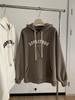 Women's Oversized Retro Letter Applique Hooded Sweatshirt for Spring and Autumn 2025