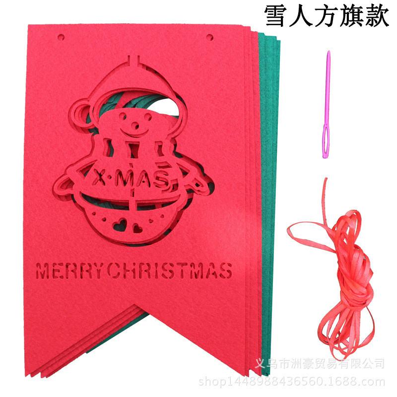Nonwoven Christmas Cheerful Flags Featuring Snowmen Santa And Christmas Trees Celebrations For