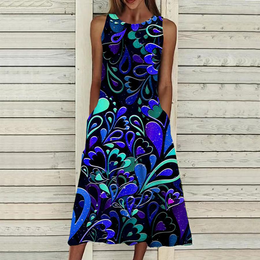 

Летнее модное сексуальное платье без рукавов, мягкое повседневное платье с 3D принтом листьев, платье на бретельках без рукавов, летнее платье на подтяжках 2XL синий