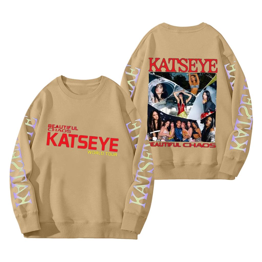 Women's Fashion Long Sleeve Print Round Neck Loose Pullover Sweater Top